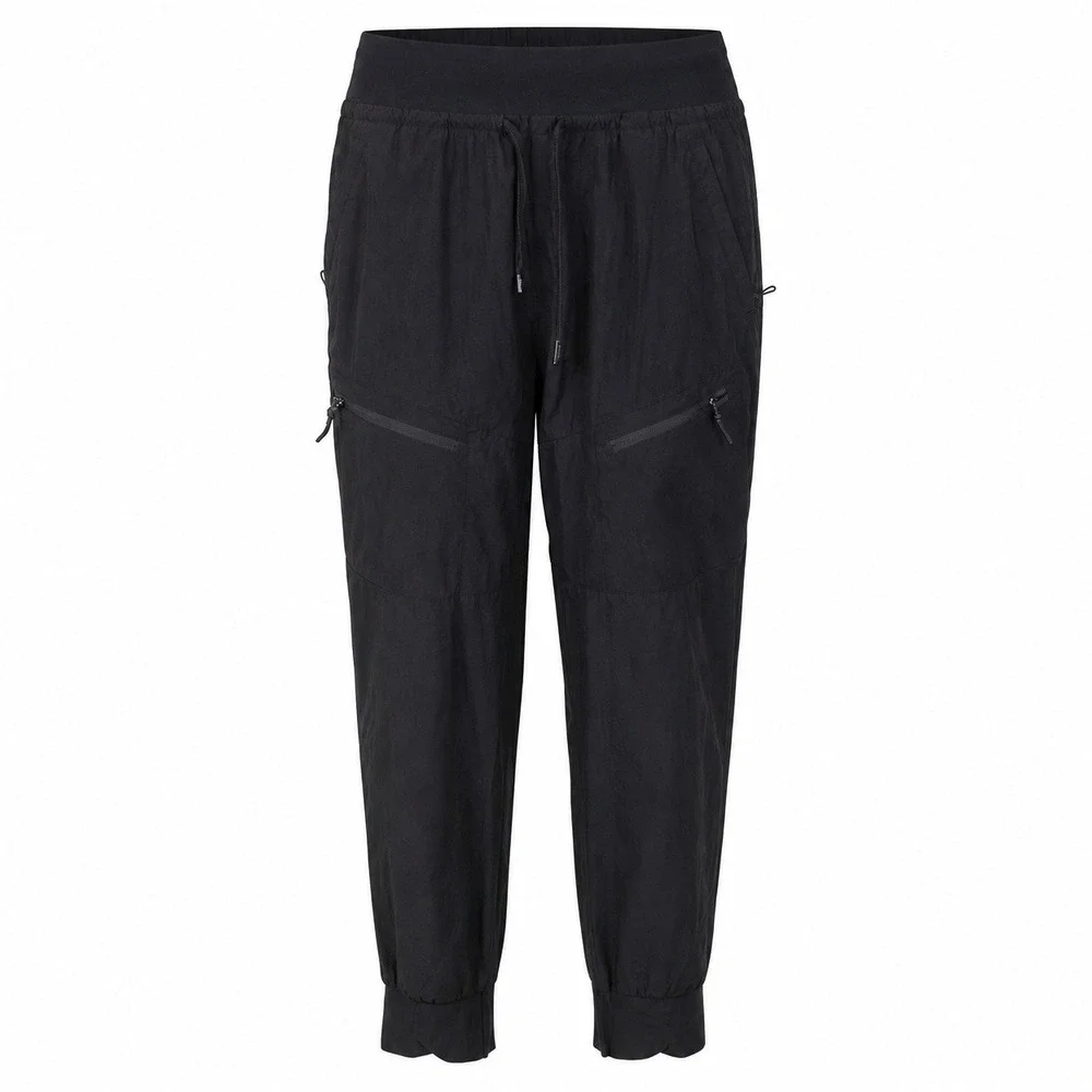 Black Lightweight Technical Cargo Joggers Tapered Hiking Travel Pants Mens L